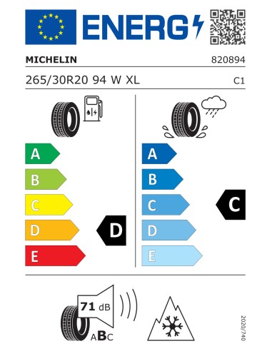 Michelin PILOT ALPIN PA4 XL FR GRNX 265/30 R20 94 W