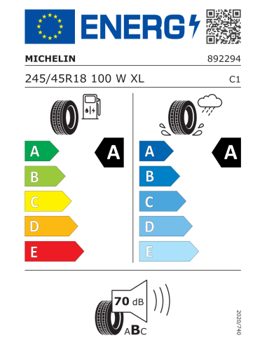 Michelin PRIMACY 4 XL FR VOL 245/45 R18 100 W