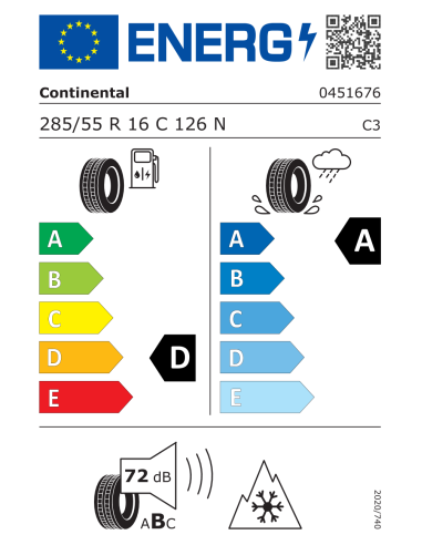 Continental VANCONTACT4SEASONS 285/55 R16C 126 N