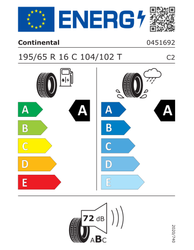 Continental VANCONTACT ECO 195/65 R16 104/102 T