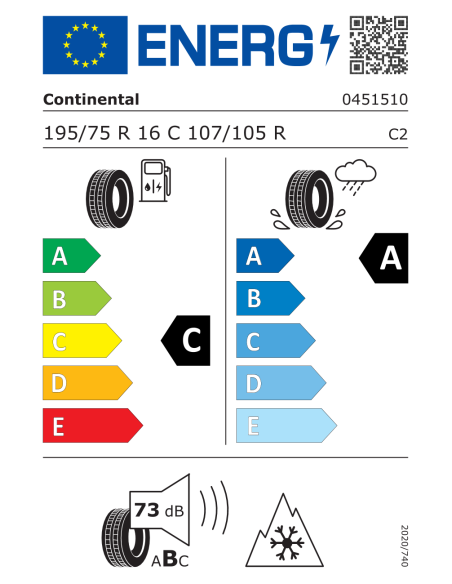 Continental VANCONTACT 4SEASON 195/75 R16 107 R