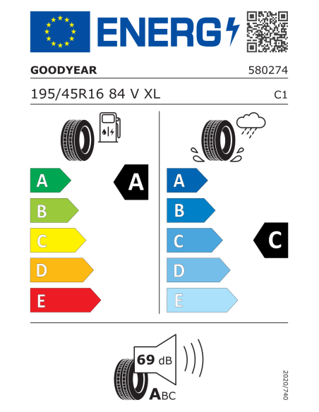 GoodYear EFFICIENTGRIP PERFORMANCE 195/45 R16 84 V EXTRALOAD