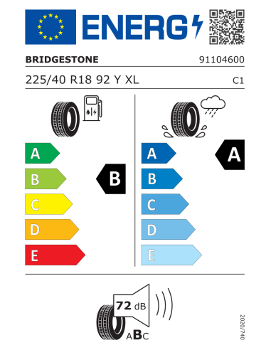 Bridgestone T005 XL 225/40 R18 92 Y EXTRALOAD