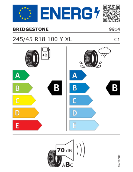 Bridgestone T005* RFT XL 245/45 R18 100 Y EXTRALOAD RUNFLAT