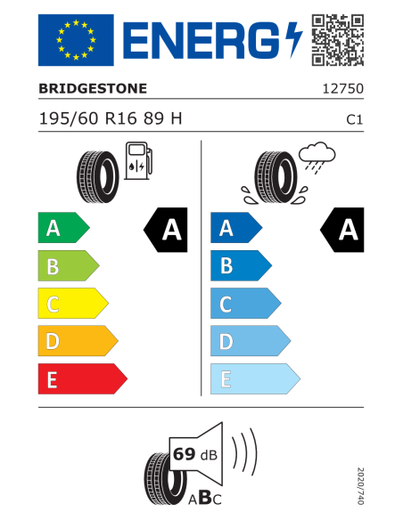 Bridgestone T001 TURANZA 195/60 R16 89 H