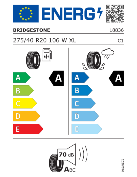 Bridgestone ALENZA001 XL FR RFT * 275/40 R20 106 W RUNFLAT